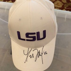 LSU Nike football cap AUTOGRAPHED by former head coach Les Miles. Mad Hatter!